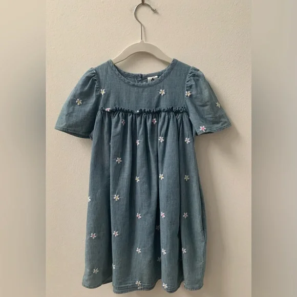 sachin and babi light blue dress DENIM DRESS WITH FLORAL HAND EMBROIDERY main image 1